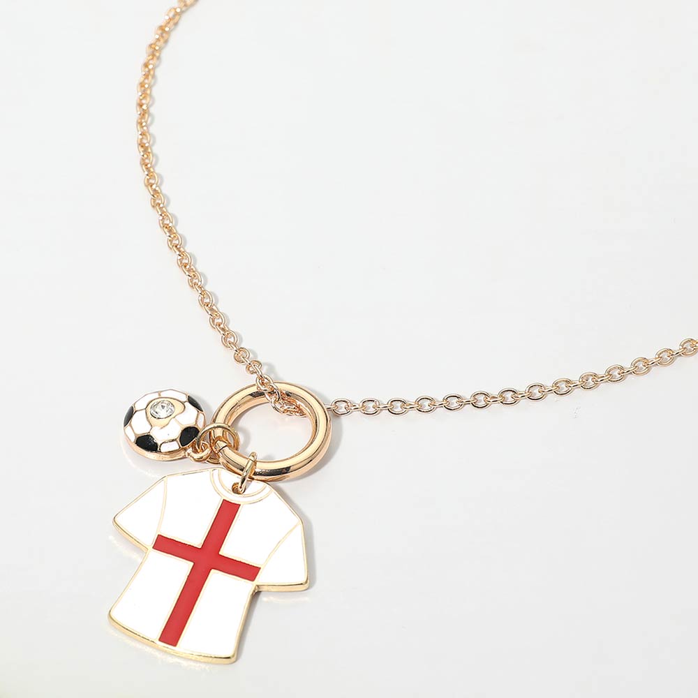 England Soccer Ball Jersey Charm Toggle Pendant Necklace
