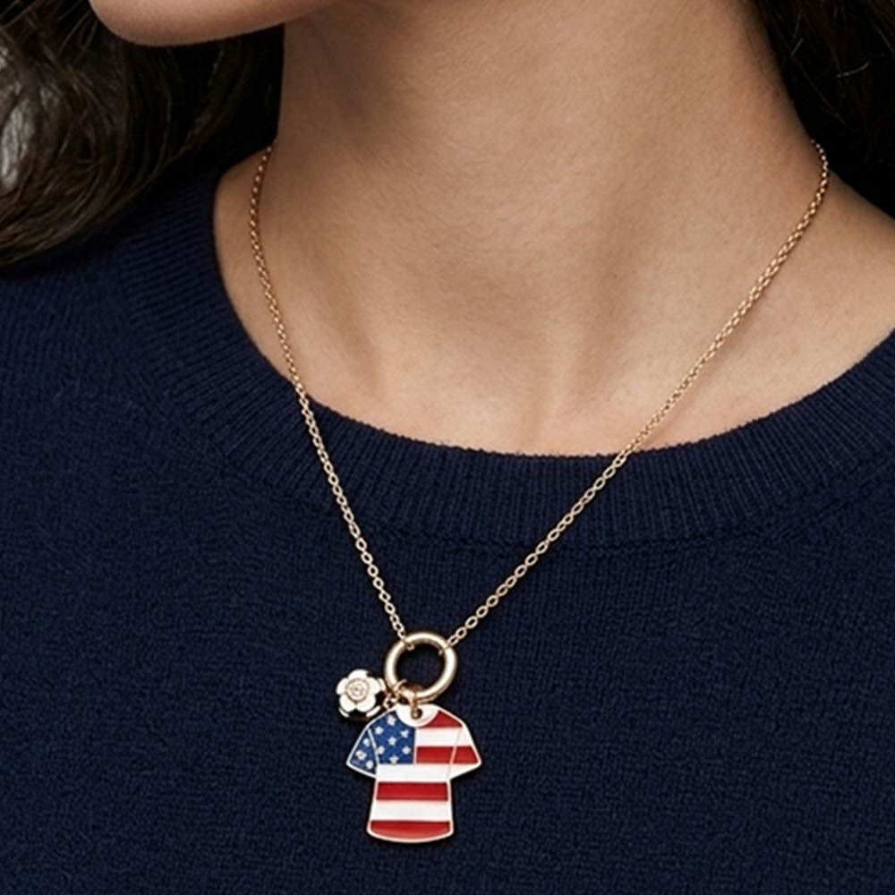 USA Soccer Ball Jersey Charm Toggle Pendant Necklace